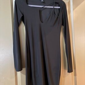 PrettyLittleThing Black Long Sleeve Cutout Midi Dress